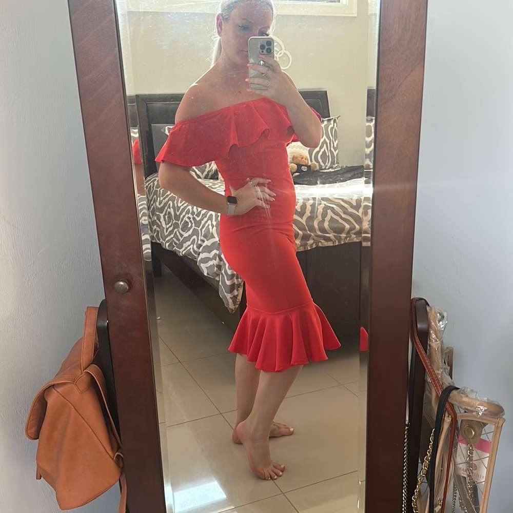 Red Off shoulder dress